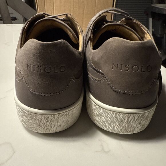 Nisolo Beto Go-To Court Sneaker Leather Grey Men's Size 11.5 - Picture 4 of 8